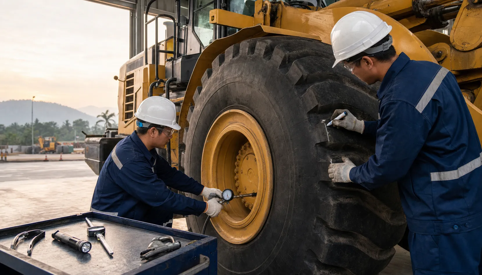 Checklist kiểm tra lốp xe xúc lật trước mỗi ca làm việc Checklist kiểm tra lốp xe xúc lật trước mỗi ca làm việc